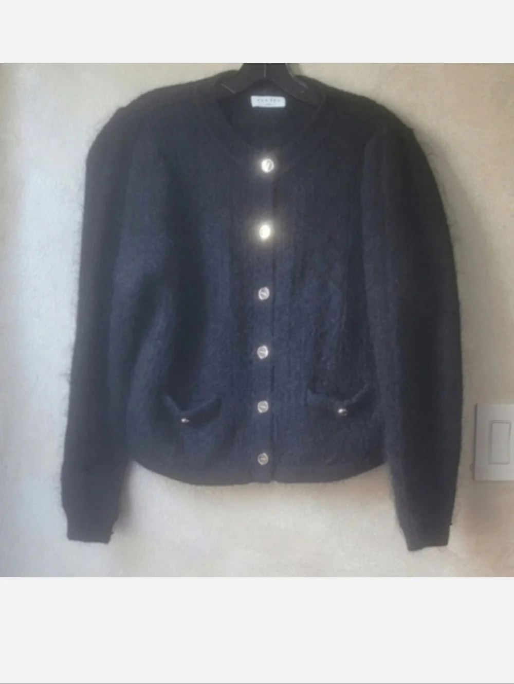 SANDRO WOOL MOHAIR KNITTED BUTTON FASTENING CARDIGAN - Picture 5 of 10
